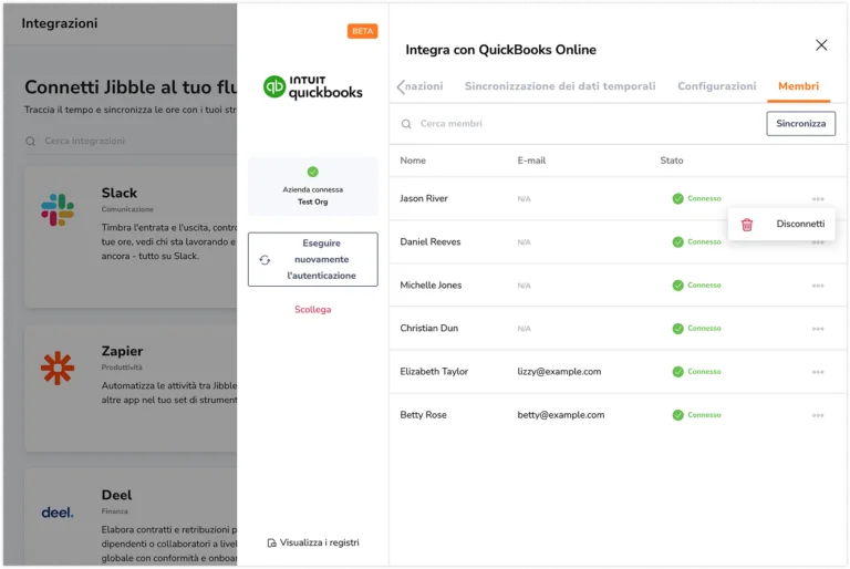 Disconnecting Quickbooks member